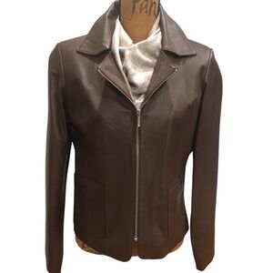 NWOT Yoors Brown Genuine Leather Zipper Elegant Jacket L